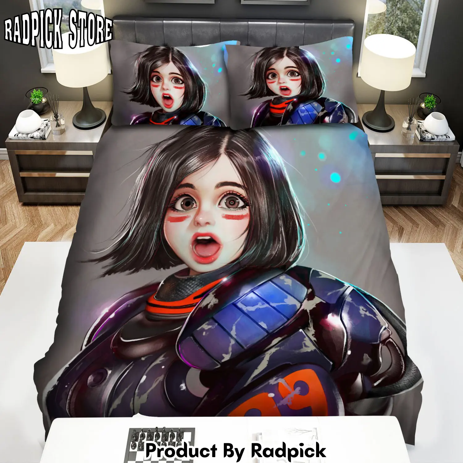 Radpick alita battle angel cute emotion illustration bed sheets spread duvet cover bedding sets rp3278830